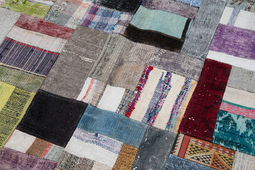 Kirk Yama Grey Patchwork Cotton Wool Handmade Area Rug 6'7'' x 10'0''