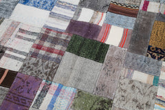 Kirk Yama Grey Patchwork Cotton Wool Handmade Area Rug 6'7'' x 9'10''