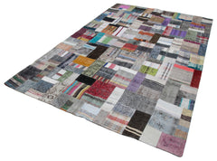 Kirk Yama Grey Patchwork Cotton Wool Handmade Area Rug 6'6'' x 9'11''