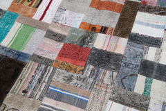 Kirk Yama Grey Patchwork Cotton Wool Handmade Area Rug 6'6'' x 9'11''