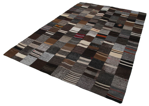 Kirk Yama Grey Patchwork Cotton Wool Handmade Area Rug 6'7'' x 9'10''