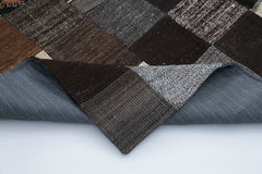 Kirk Yama Grey Patchwork Cotton Wool Handmade Area Rug 6'7'' x 9'10''