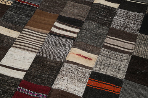 Kirk Yama Grey Patchwork Cotton Wool Handmade Area Rug 6'7'' x 9'10''