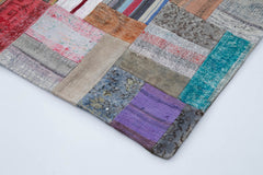 Kirk Yama Grey Patchwork Cotton Wool Handmade Area Rug 6'7'' x 9'11''