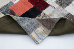Kirk Yama Grey Patchwork Cotton Wool Handmade Area Rug 6'7'' x 9'11''