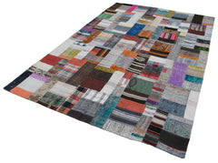 Kirk Yama Grey Patchwork Cotton Wool Handmade Area Rug 6'7'' x 10'0''