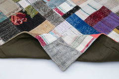 Kirk Yama Grey Patchwork Cotton Wool Handmade Area Rug 6'6'' x 9'11''