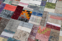 Kirk Yama Grey Patchwork Cotton Wool Handmade Area Rug 6'6'' x 9'11''