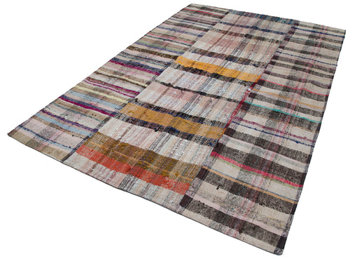 Kirk Yama Grey Patchwork Cotton Wool Handmade Area Rug 6'7'' x 10'2''