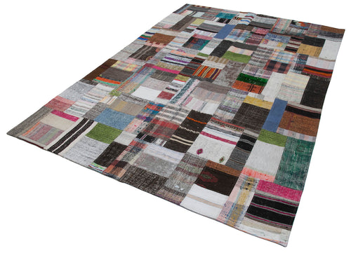 Kirk Yama Grey Patchwork Cotton Wool Handmade Area Rug 6'6'' x 9'10''