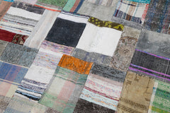 Kirk Yama Grey Patchwork Cotton Wool Handmade Area Rug 6'7'' x 9'11''