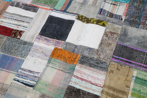 Kirk Yama Grey Patchwork Cotton Wool Handmade Area Rug 6'7'' x 9'11''