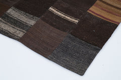 Kirk Yama Black Patchwork Cotton Wool Handmade Area Rug 6'7'' x 9'11''