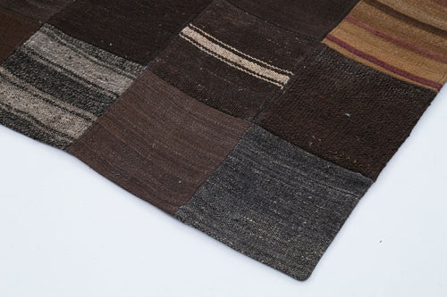 Kirk Yama Black Patchwork Cotton Wool Handmade Area Rug 6'7'' x 9'11''