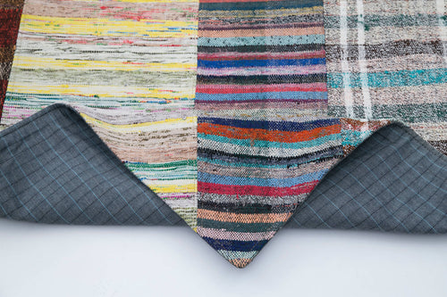 Handmade Area Rug – Grey Patchwork Carpet | Hand Knotted Cotton Wool Rug