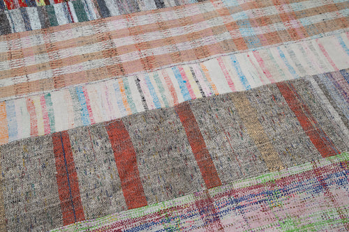 Kirk Yama Grey Patchwork Cotton Wool Handmade Area Rug 6'8'' x 10'0''