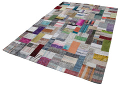 Kirk Yama Grey Patchwork Cotton Wool Handmade Area Rug 6'6'' x 9'11''