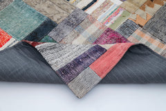 Kirk Yama Grey Patchwork Cotton Wool Handmade Area Rug 6'6'' x 9'11''