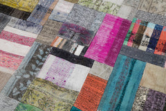 Kirk Yama Grey Patchwork Cotton Wool Handmade Area Rug 6'6'' x 9'11''