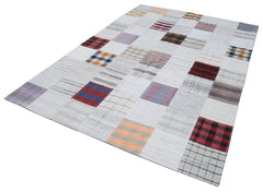 Kirk Yama Grey Patchwork Cotton Wool Handmade Area Rug 6'7'' x 9'10''