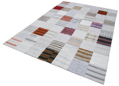 Kirk Yama Grey Patchwork Cotton Wool Handmade Area Rug 6'7'' x 9'10''