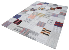 Kirk Yama Grey Patchwork Cotton Wool Handmade Area Rug 6'7'' x 9'10''