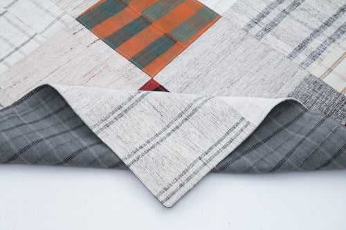 Kirk Yama Grey Patchwork Cotton Wool Handmade Area Rug 6'7'' x 9'10''