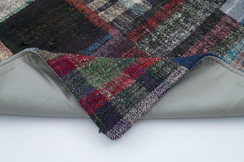 Kirk Yama Grey Patchwork Cotton Wool Handmade Area Rug 3'3'' x 8'2''