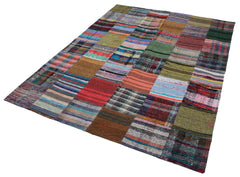 Kirk Yama Grey Patchwork Cotton Wool Handmade Area Rug 5'11'' x 7'10''