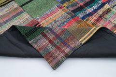 Kirk Yama Grey Patchwork Cotton Wool Handmade Area Rug 5'11'' x 7'10''