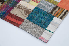 Kirk Yama Grey Patchwork Cotton Wool Handmade Area Rug 5'7'' x 7'10''