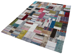 Kirk Yama Grey Patchwork Cotton Wool Handmade Area Rug 5'8'' x 7'10''