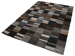 Kirk Yama Brown Patchwork Cotton Wool Handmade Area Rug 5'7'' x 7'11''