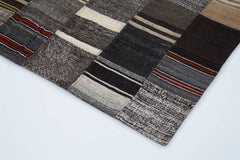 Kirk Yama Brown Patchwork Cotton Wool Handmade Area Rug 5'7'' x 7'11''