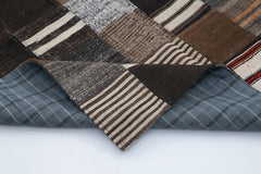 Kirk Yama Brown Patchwork Cotton Wool Handmade Area Rug 5'7'' x 7'11''