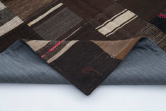 Kirk Yama Brown Patchwork Cotton Wool Handmade Area Rug 5'7'' x 7'10''