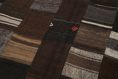 Kirk Yama Brown Patchwork Cotton Wool Handmade Area Rug 5'7'' x 7'10''