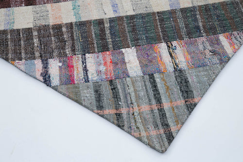 Kirk Yama Grey Patchwork Cotton Wool Handmade Area Rug 6'8'' x 9'10''