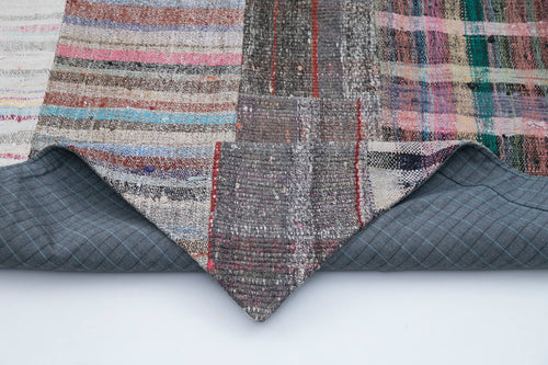 Kirk Yama Grey Patchwork Cotton Wool Handmade Area Rug 6'8'' x 9'10''