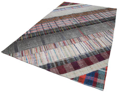 Kirk Yama Grey Patchwork Cotton Wool Handmade Area Rug 6'6'' x 10'0''