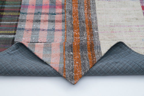 Kirk Yama Grey Patchwork Cotton Wool Handmade Area Rug 6'6'' x 10'0''