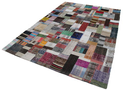 Kirk Yama Grey Patchwork Cotton Wool Handmade Area Rug 6'9'' x 10'0''