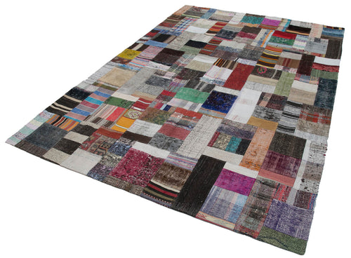 Kirk Yama Grey Patchwork Cotton Wool Handmade Area Rug 6'9'' x 10'0''