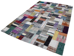 Kirk Yama Grey Patchwork Cotton Wool Handmade Area Rug 6'7'' x 9'11''