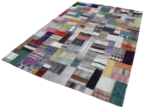Kirk Yama Grey Patchwork Cotton Wool Handmade Area Rug 6'7'' x 9'11''