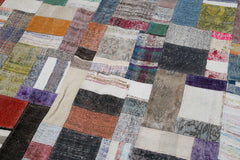 Kirk Yama Grey Patchwork Cotton Wool Handmade Area Rug 6'7'' x 9'11''