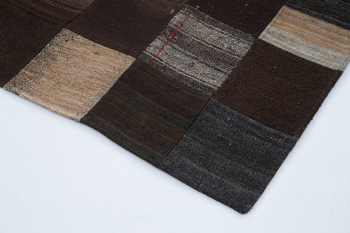 Kirk Yama Brown Patchwork Cotton Wool Handmade Area Rug 6'7'' x 9'9''