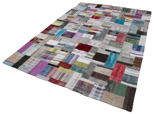 Kirk Yama Grey Patchwork Cotton Wool Handmade Area Rug 6'7'' x 9'8''