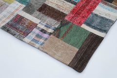 Kirk Yama Grey Patchwork Cotton Wool Handmade Area Rug 6'7'' x 9'8''