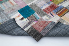 Kirk Yama Grey Patchwork Cotton Wool Handmade Area Rug 6'7'' x 9'8''